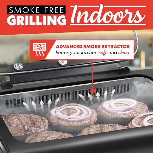Smokeless Indoor Grill & Air Fryer raclette grill with Smoke Extracting Technology for indoor grill Extra (6Q)