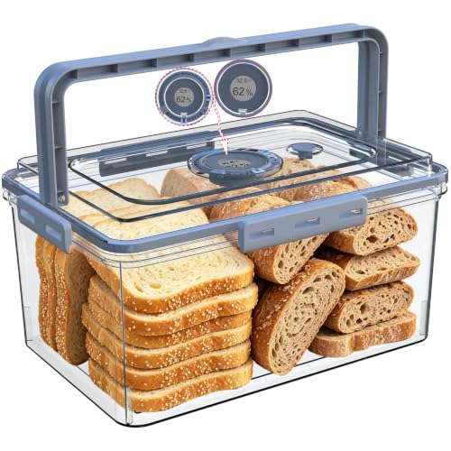 Bread Box With Digital Hygrometer (Grey-Handle)