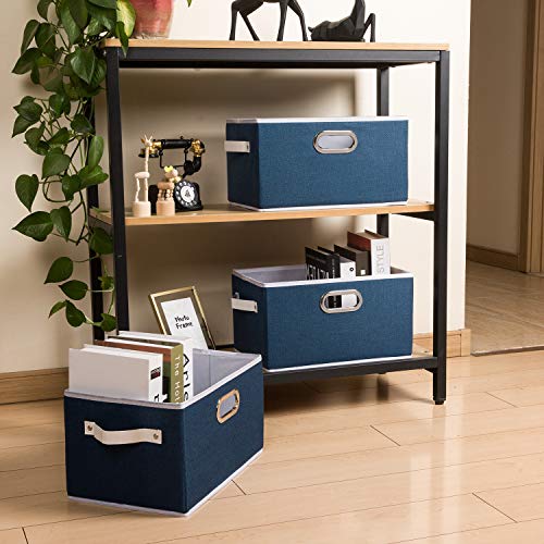 Large Collapsible Storage Baskets for Closet [3 (Royal Blue / Large(3-Pack))