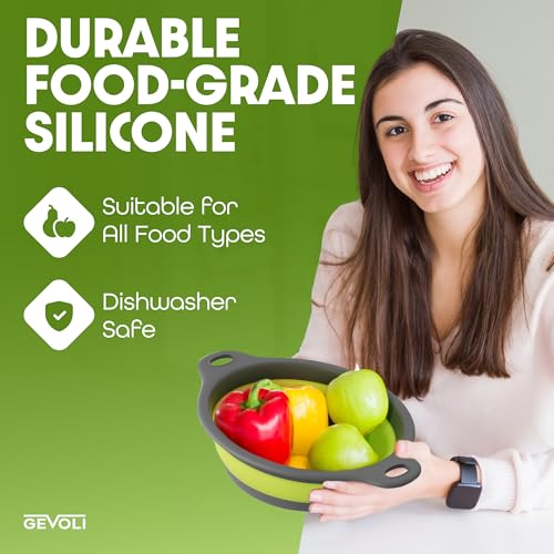 3 Pack Collapsible Colanders with Self (Green)