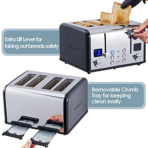 4 Slice Stainless Steel Toaster with Digital Display (Black Stainless Steel / 4 Slice)