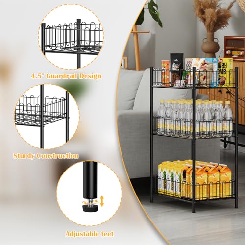 Water Bottle Holder Rack 3 Tier Soda Drink Organizer Vertical Metal Food Storage Shelf for Kitchen Countertop Pantry