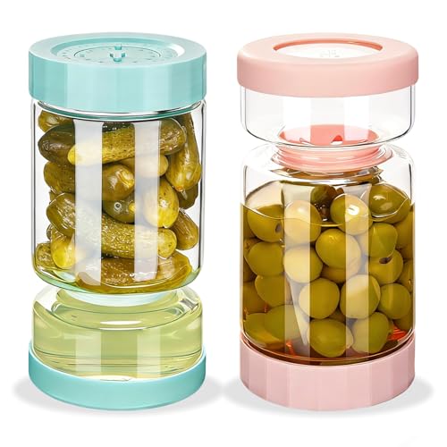 Pickle Jar with Strainer Flip (01-Pink&Blue / 37oz 2pcs)