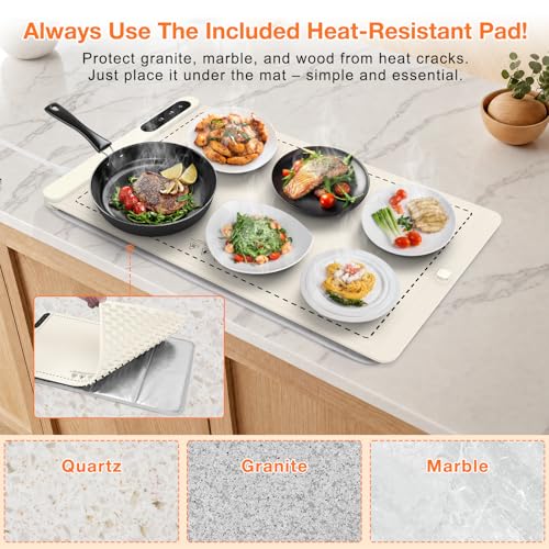 Warming Mat for Food 24"x15" (X Large Size: 24"x15" / Beige)