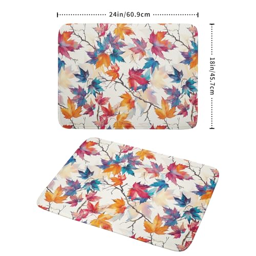 Maple Leaf Dish Drying Mat fall autumn colorful leaves absorbent dish drain mats for kitchen counter (Maple Leaf 606 / 24" x 18")