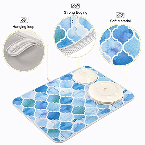 Super Absorbent Dish Drying Mat (Watercolour Moroccan Background / 18" x 24")