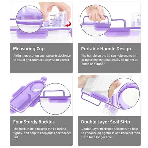 10LBS Airtight Rice Food Storage Container BPA Free (Clear Purple / 5L-1pack)
