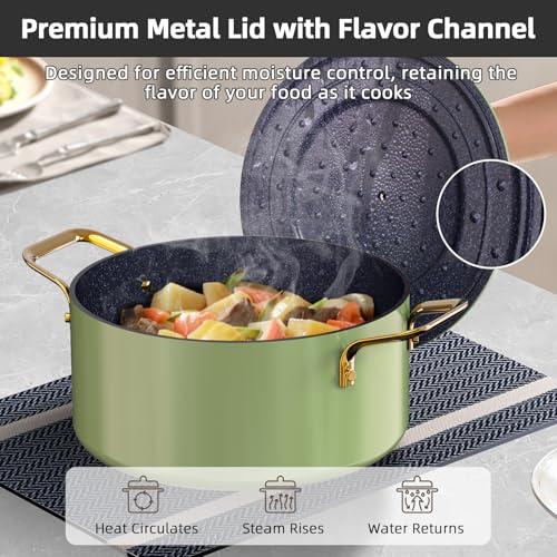 Lux LE 13Pc Ceramic Cookware Set with Elegant Gold Handle (Avocado LE)