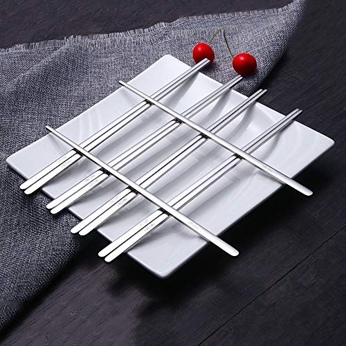 5 Pairs Silver Flat Chopsticks (silver-flat chopstick)