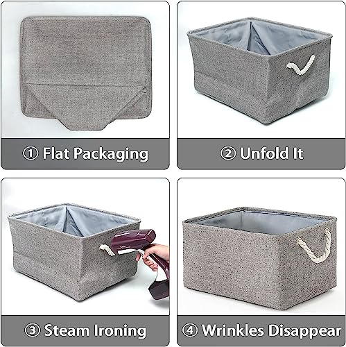 Storage Basket for Organizing (Grey / 3PCS/Large Cube - 16L×12W×12H)