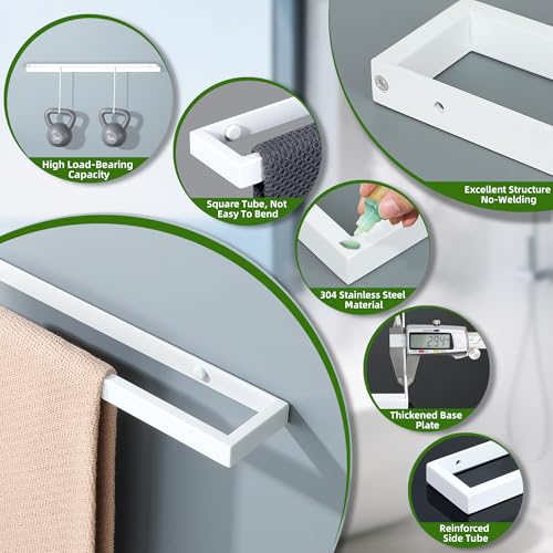 Hand Towel Holder Towel Bar for Bathroom Wall Mounted 8 Inch (White / 8-Inch)