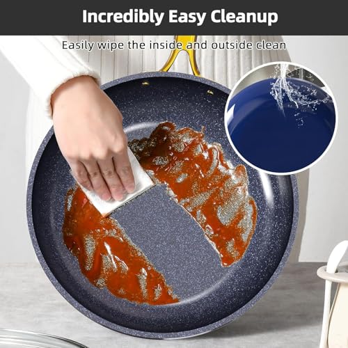 Lux LE 13Pc Ceramic Cookware Set with Elegant Gold Handle (Blueberry LE)