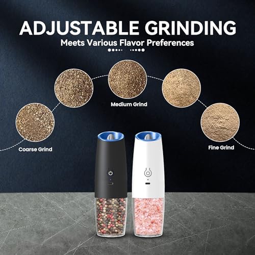 Rechargeable Salt And Pepper Grinder Set (Black&White-Set)