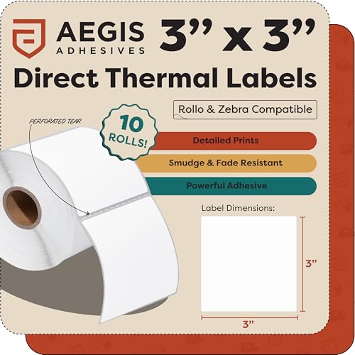 3" X 3" Square Direct Thermal Labels (3" X 3")