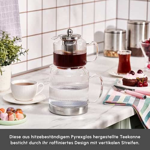 Kelly Midi Borosilicate Glass Teapot Set with Infuser (2 L / 1 L / Kelly Glass)