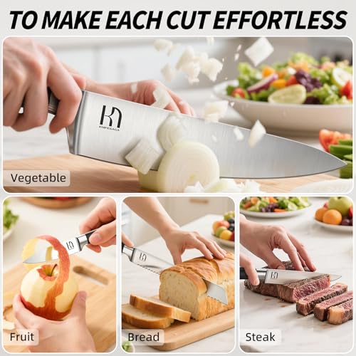 15 Pcs Japanese Knife Set with Sharpener (Brown)