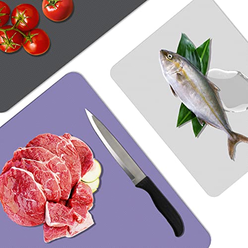 Flexible Plastic Cutting Boards for Kitchen Set of 6 (Multi Grey - S&L - 6)
