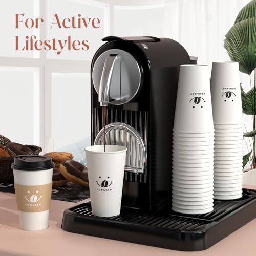Coffee Cups with Lids and Sleeves (White-100packs / 16 oz)