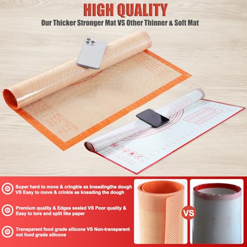 Silicone Pastry Mat 36x24 Inch Nonstick Baking Mats Extra Large Counter Mat for Dough Rolling (Orange / 36"L x 24"W)