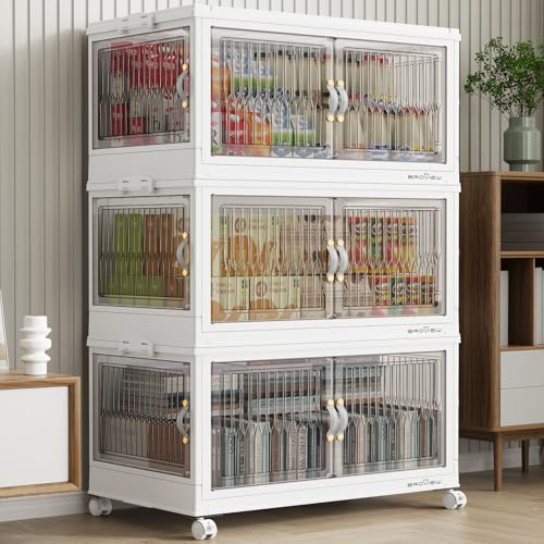 360Qt Stackable Storage Bins with 3 Lids (White / 120Qt-3Pack)