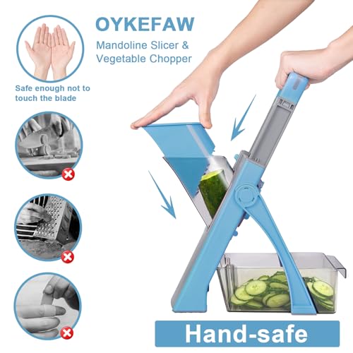 Safe Mandoline Slicer for Kitchen (3rd Gen, Blue)