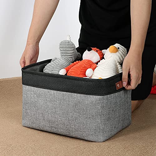 Fabric Baskets for Storage (Black&Grey / L-15"x11"x9.5")