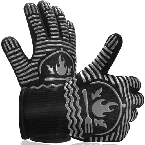 BBQ Gloves 1472°F Extreme Heat Resistant Grill Gloves (Gray / 11inch)