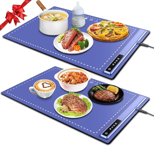 Foldable Silicone Electric Warming Tray (Blue-2pack)