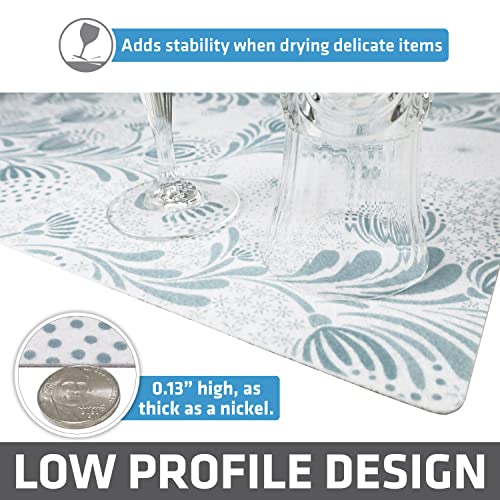 Jumbo XL Dish Drying Mat (Light Blue Floral / 19" x 24")