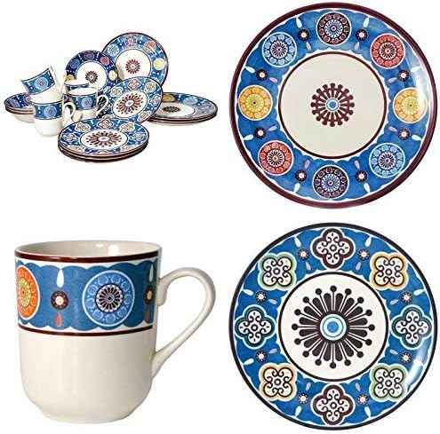 Tudor Royal Collection 24-Piece Premium Quality Round Porcelain Dinnerware Set, Service for 6 - SUMAYA Blue, See 10 Designs Inside!