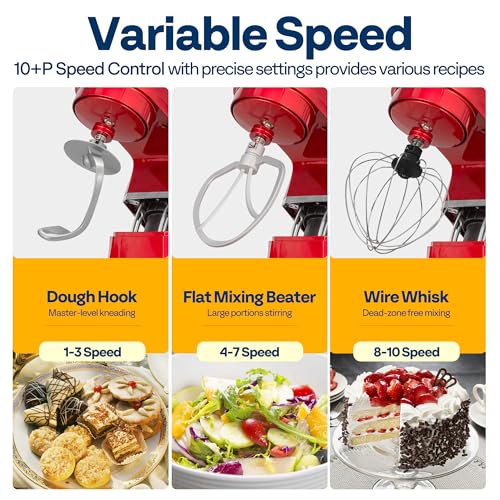 6-in-1 Stand Mixer, 8.5-Quart Tilt-Head Mixer, 10 Speeds, Red (6-in-1 / Red)