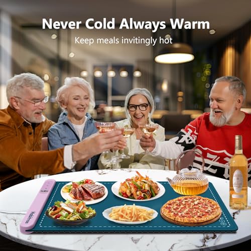 Warming Silicone Mat for Food (Large 1pack / Peacock blue)