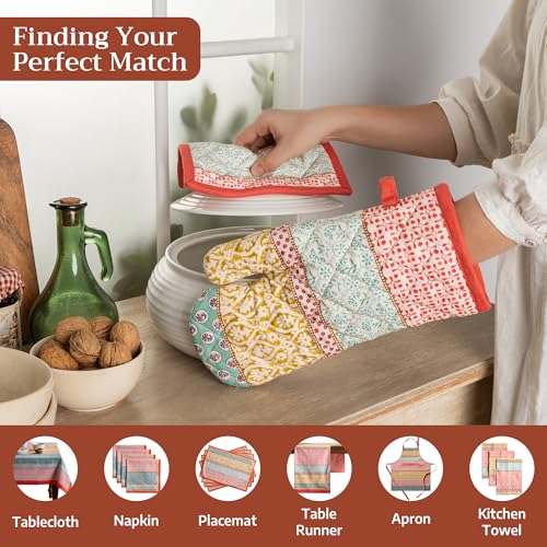 Pot Holders 100% Cotton Potholders (002 - Provence / 8" x 8" (Pot Holder Pack of 2))