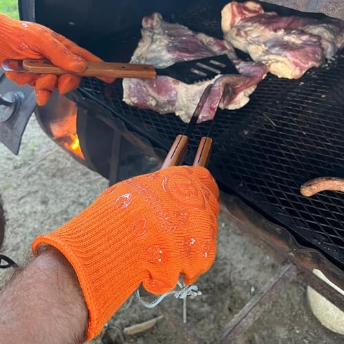 Grill Armor Oven Gloves with Fingers (One Size Fits Most Standard Cuff / Orange)