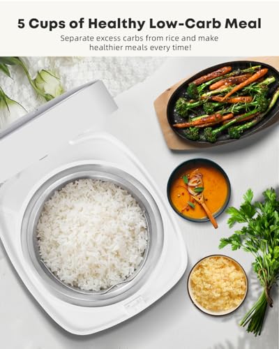 Low Carb Rice Cooker Stainless Steel Inner Pot (Grey & White)