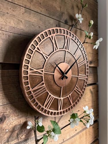 Handmade Copper Wall Clock Artisan Touch in Every Piece (Antique Copper / 24)