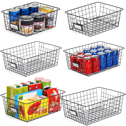 6 Pack Wire Baskets for Pantry Organization and Storage (Large-6 Pack)