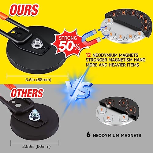 4Pcs Large Strong Magnetic Hooks for Hanging Heavy Duty (3.5" Magnet-4 Pack Larger J Hooks-Orange)