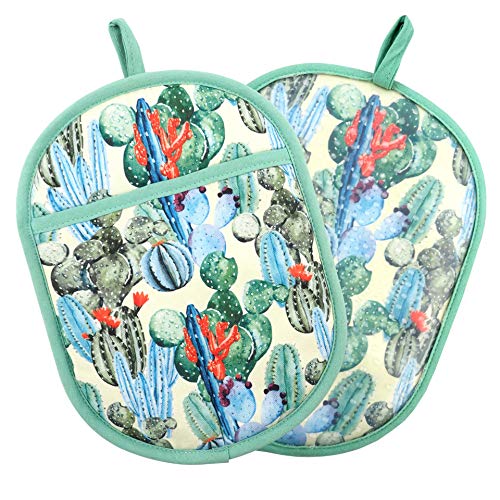 Pot Holders with Transparent Clear Silicone Shell and Nice Cactus Flower (Potholders / Cactus Flower)