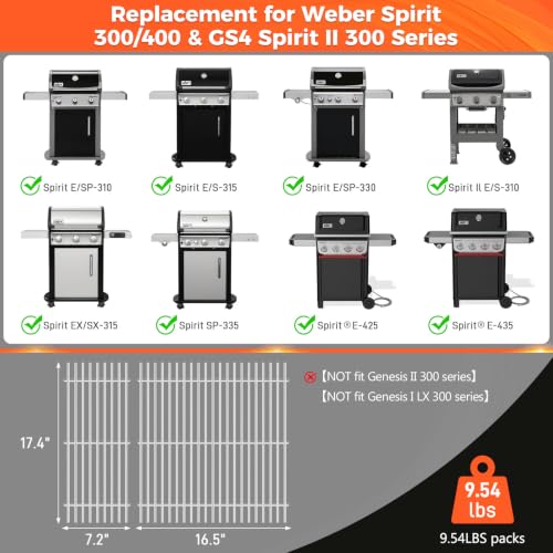 17.5" Grill Grates for Weber Spirit 300 (17.4" SUS304)
