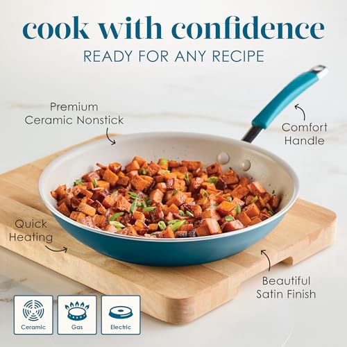 Cucina Ceramic Nonstick Frying Pan (Skillet (12.5") / Marine Blue)