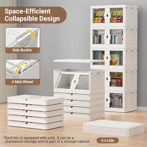 345Qt Stackable Storage Bins with Individual Lids & Wheels (White / 115Qt-3Pack)