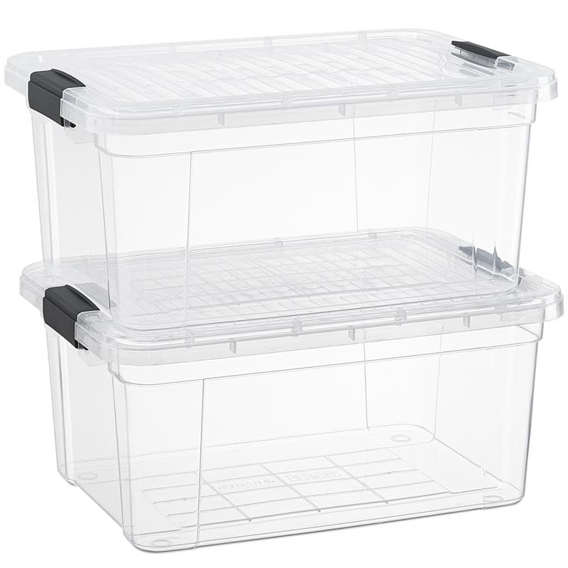 21 Quart Clear Plastic Storage Boxes with Lids (21 Quart)