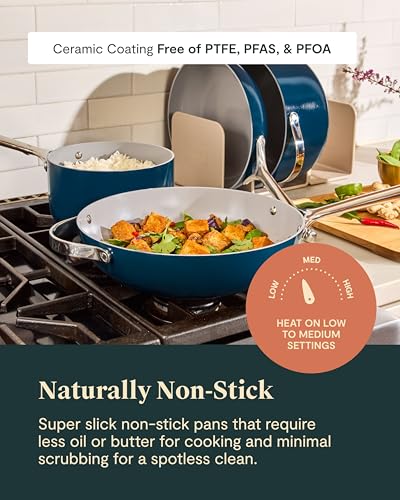 24-Piece Non-Stick Ceramic Cookware Set (Navy / 24pc Set)