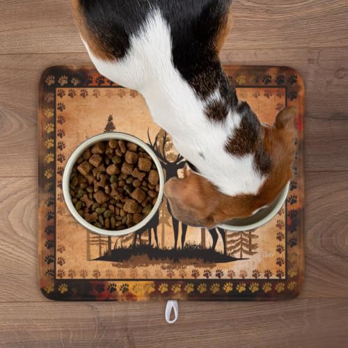 Forest Deer Dish Drying Mat Wildlife Animal Dishes Pad 16"x18" Microfiber Absorbent Fast Dry Drainer Rack Mats for Kitchen Countertop Decor (Forest Deer Brown / 16x18 inch)
