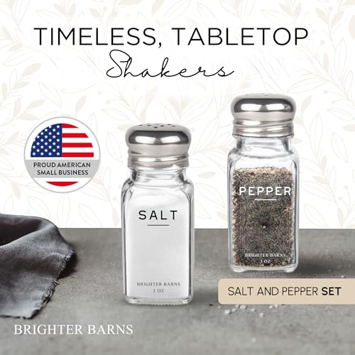 Glass Salt and Pepper Shakers Set by Brighter Barns (Clear)