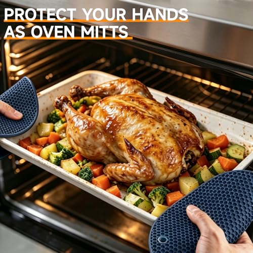 Trivets for Hot Dishes (Navy Blue: Square & Round)