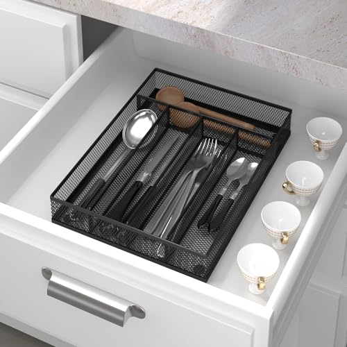 Mesh Silverware Tray for Drawers (Black / 9.3"*12.6")