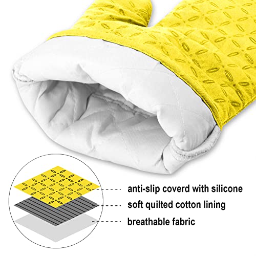 Oven Mitts and Pot Holders 6pcs Set (Yellow)