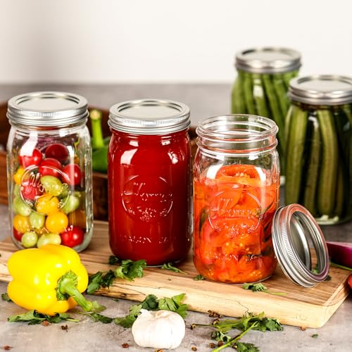 12 Pack Wide Mouth Mason Jars 32 oz (32 oz-12Pack-Home)